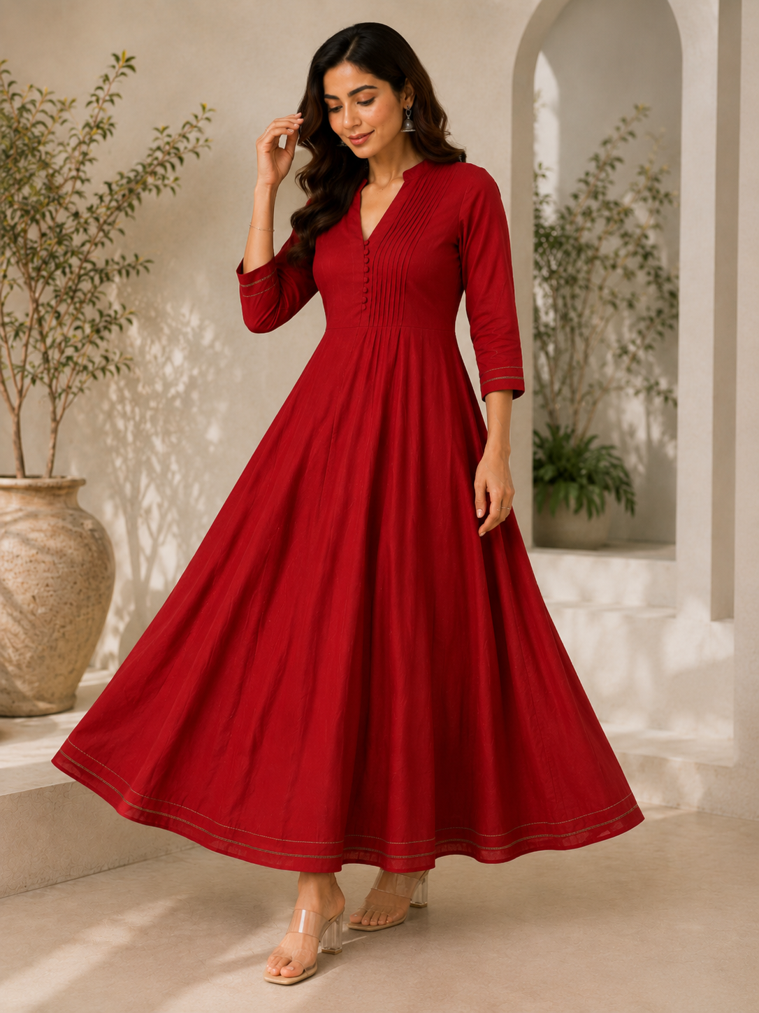 Perfect Festive & Wedding Wear Ruby Red Anarkali Dress