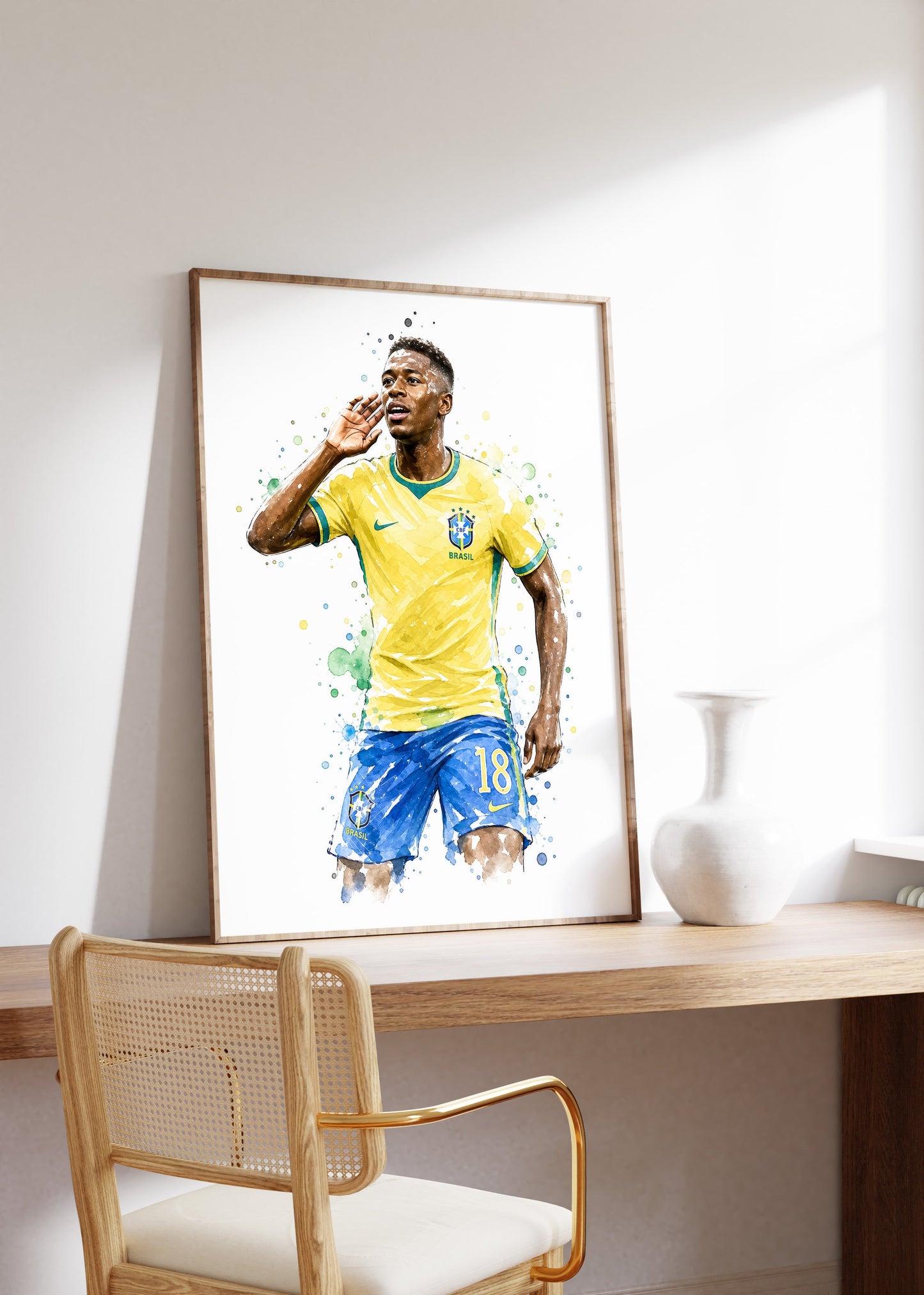 Brasilien Fussball Poster · Geschenkidee · Aquarell Sport Wandbild · Deko Print ohne Rahmen