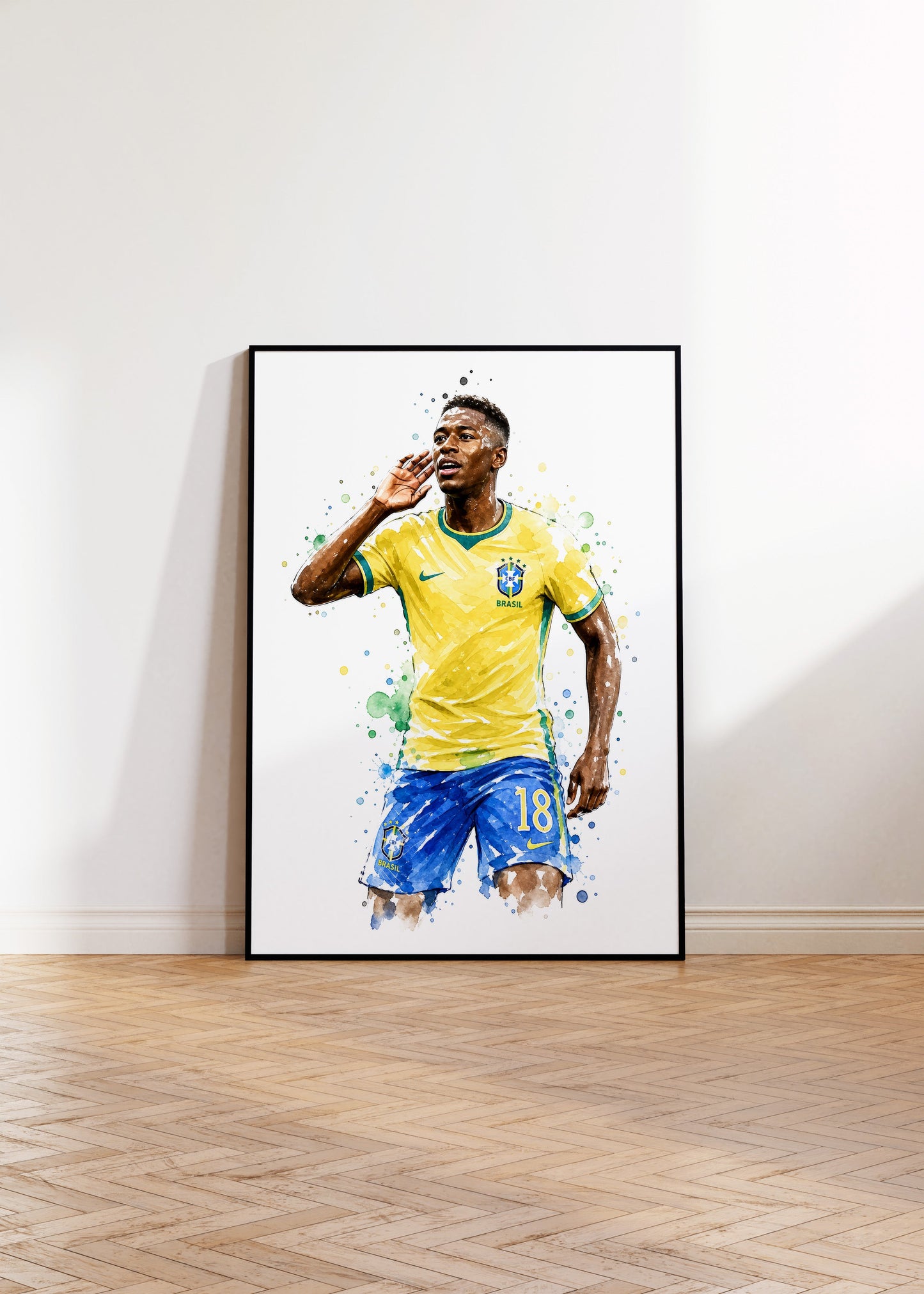 Brasilien Fussball Poster · Geschenkidee · Aquarell Sport Wandbild · Deko Print ohne Rahmen
