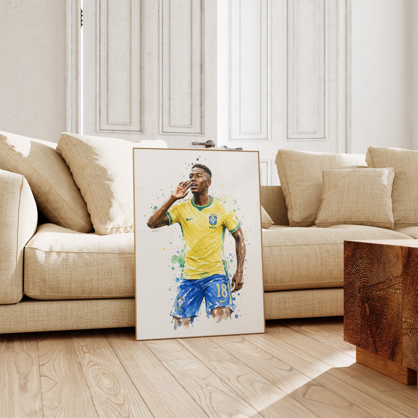 Brasilien Fussball Poster · Geschenkidee · Aquarell Sport Wandbild · Deko Print ohne Rahmen