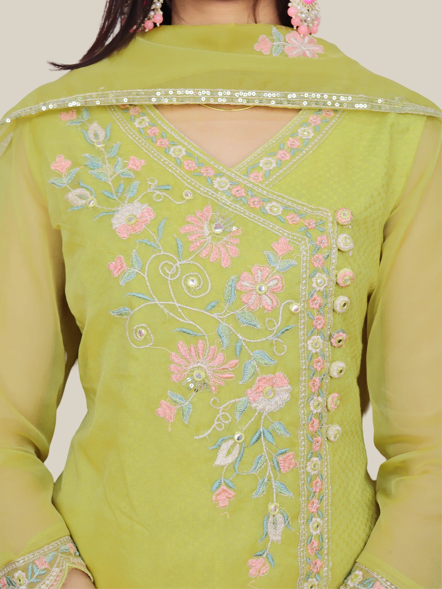 Women's Cotton Kurta-Pant, and Dupatta Set