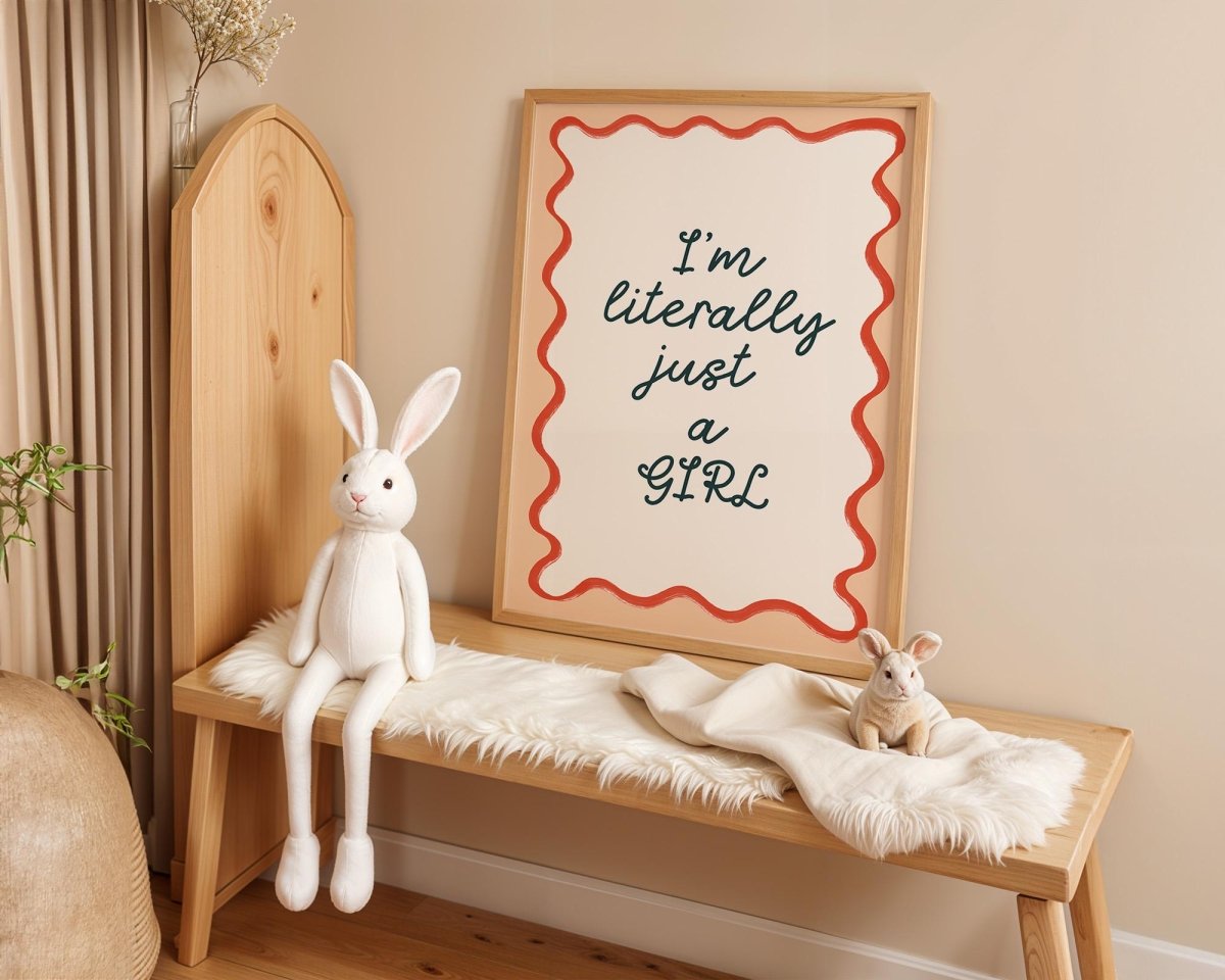 Poster Kinderzimmer Girl Power · Im Literally Just a Girl · Lustiger Spruch für Mädchenzimmer · Statement-Deko · Dekoprint ohne Rahmen