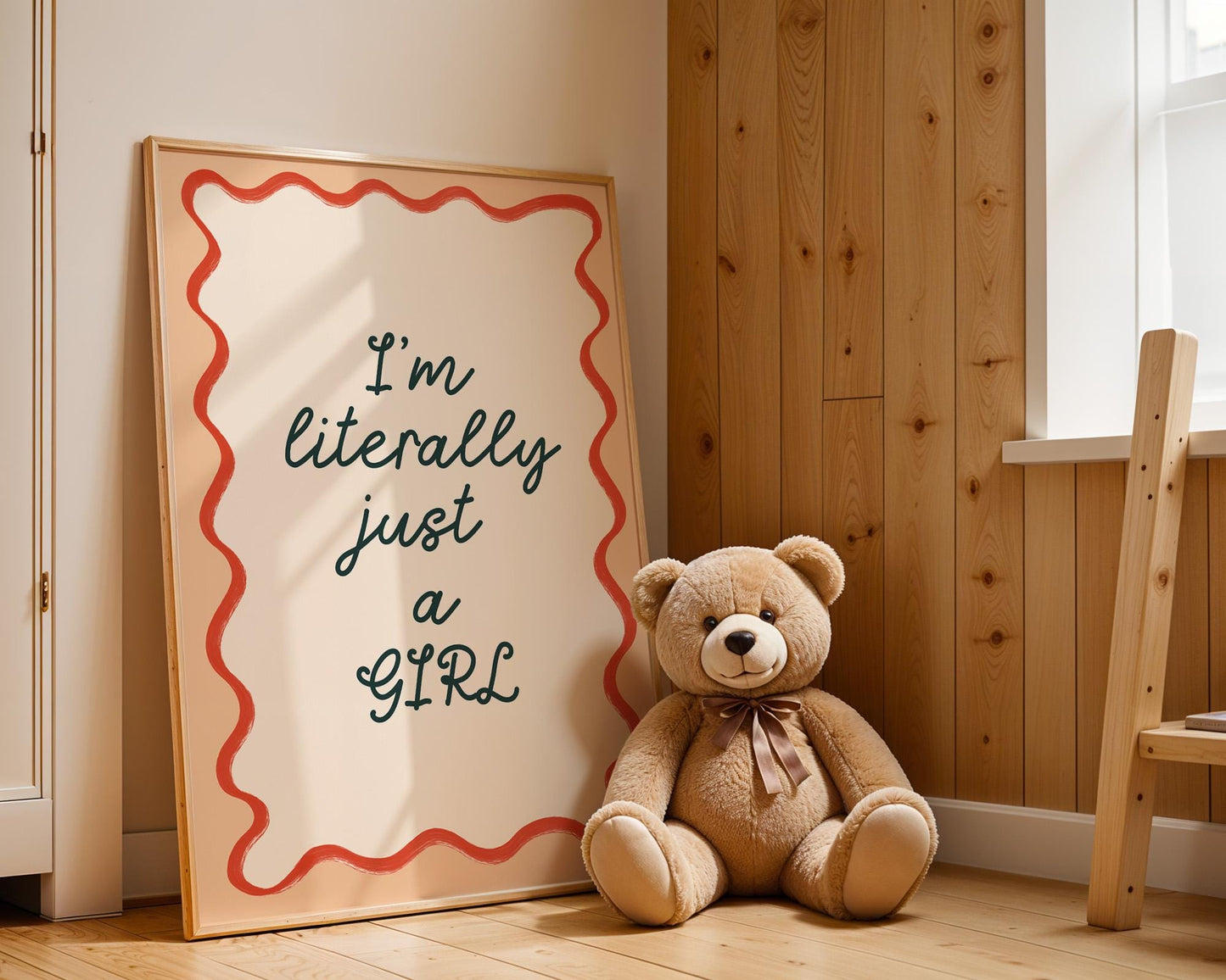 Poster Kinderzimmer Girl Power · Im Literally Just a Girl · Lustiger Spruch für Mädchenzimmer · Statement-Deko · Dekoprint ohne Rahmen